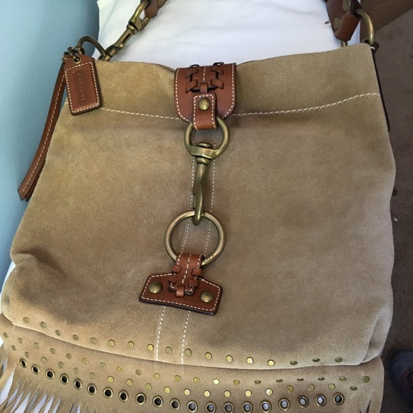 Coach Soho Slim Brown Suede Fringed Duffle Bag - Picture 7 of 15